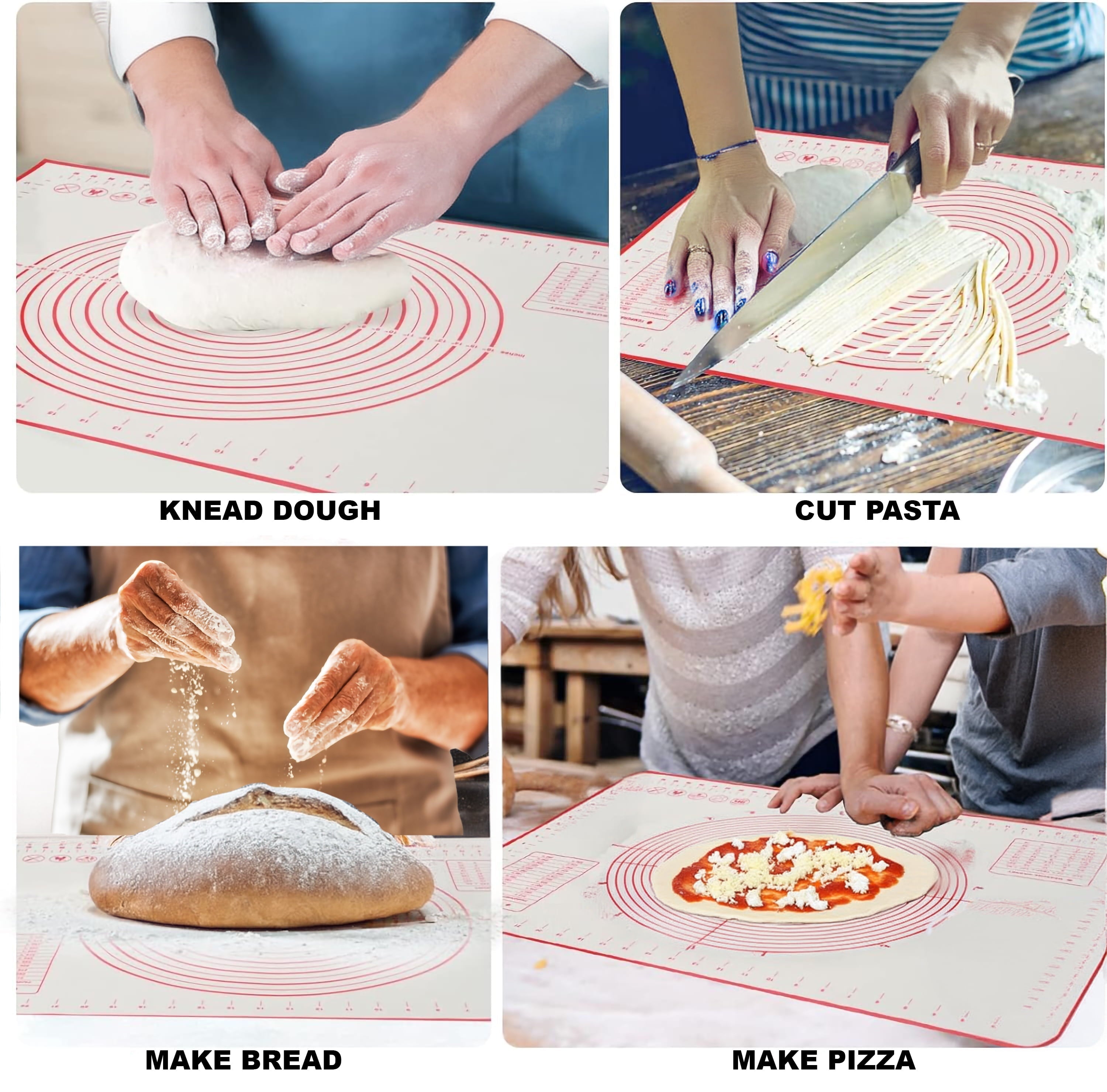 Premium Kitchen Reusable Silicone 24"x 18" Pastry Mat with Measurements - Kitchen Gadget Tool for Quick Food Prep Detail