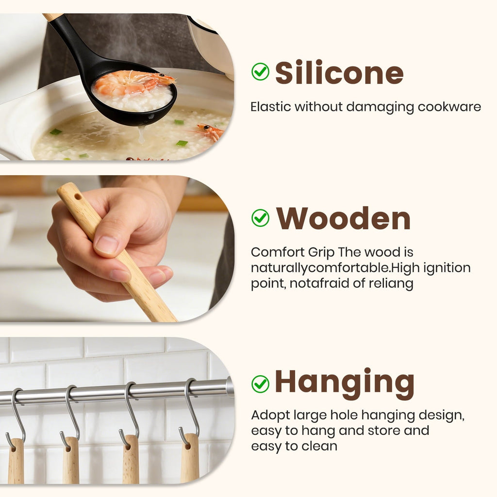 Ergonomic Cooking Silicone Cooking Utensils Set with Holder, 44 PCS Kitchen Utensils Set, Silicone Kitchen Gadgets Spatulas Set for Non... - Durable Turner & Ladle Utensil Set for Home Chefs Detail