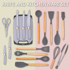 Seamless One-Piece 19-Piece Silicone Kitchen Utensil & Knife Set - Heat-Resistant Cooking Tools Non-Stick Safe Gift for Mom or Wo... - Premium Stainless Steel Cooking Utensil for Non-Stick Pots Detail