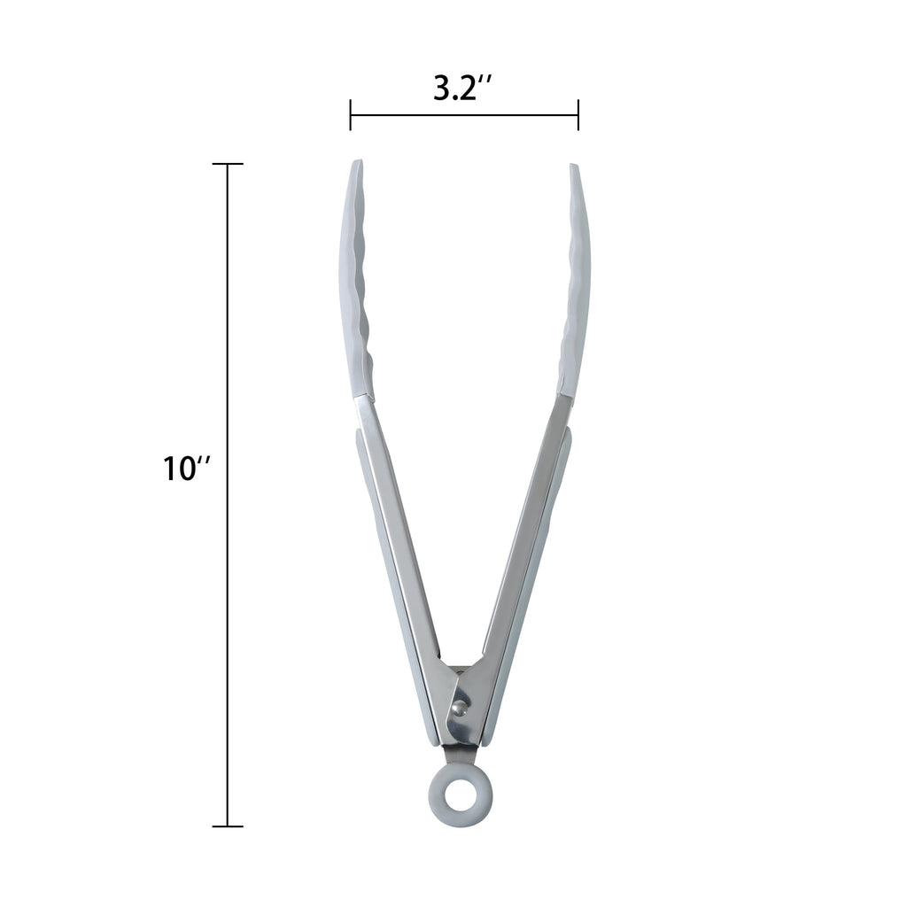 Chef-Quality 9" Stainless Steel and Silicone Locking Tongs, Soft Grip Handle, Grey Flannel - Heavy Duty Stainless Steel Kitchen Shears Detail