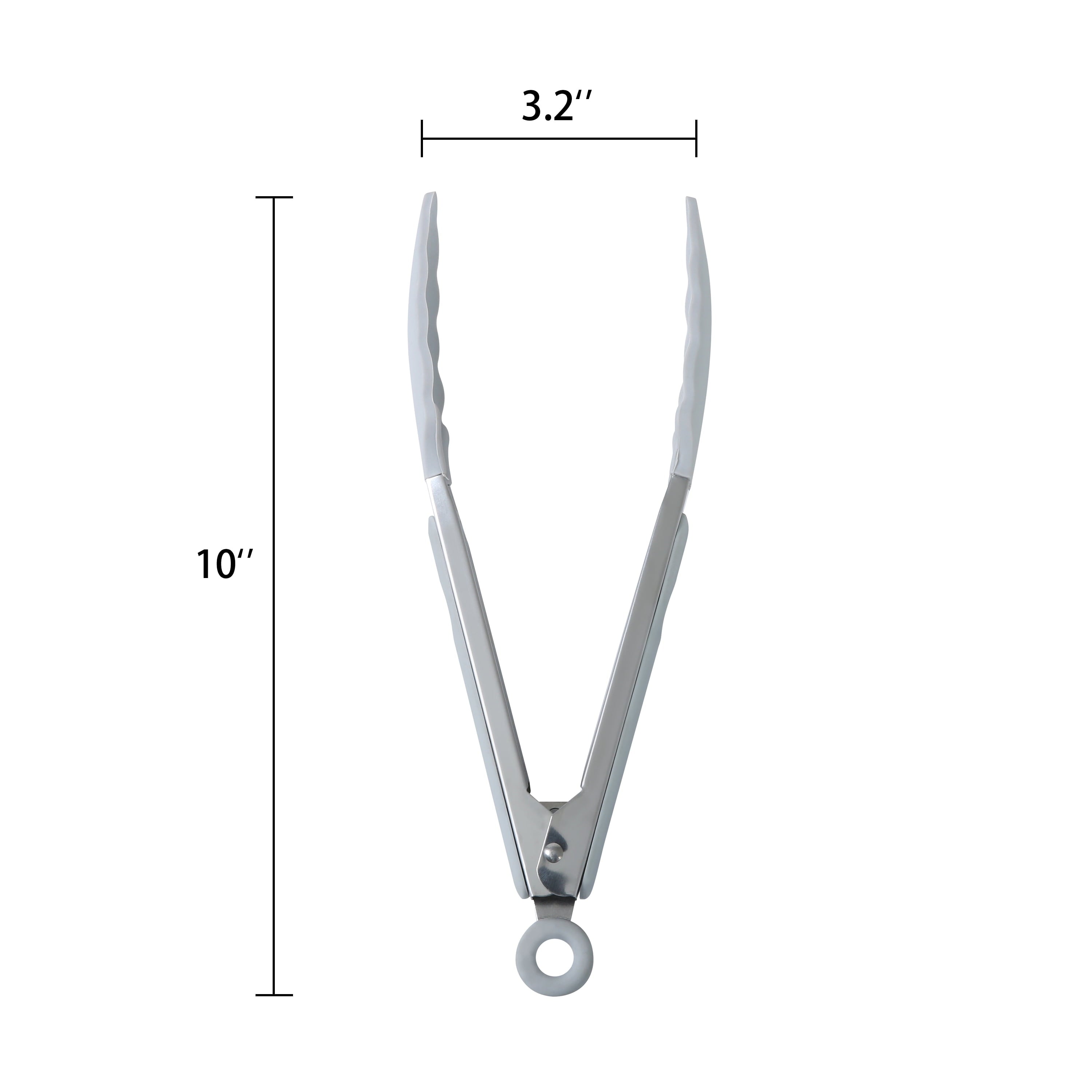 Chef-Quality 9" Stainless Steel and Silicone Locking Tongs, Soft Grip Handle, Grey Flannel - Heavy Duty Stainless Steel Kitchen Shears Detail