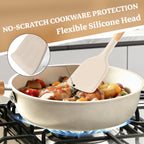 Premium Silicone 14-Piece Silicone Cooking Utensils Set, Non-Stick Kitchen Utensil Set for Baking, Flipping, Mixing, White - Ergonomic Kitchen Tongs and Cooking Spoon Utensil Detail