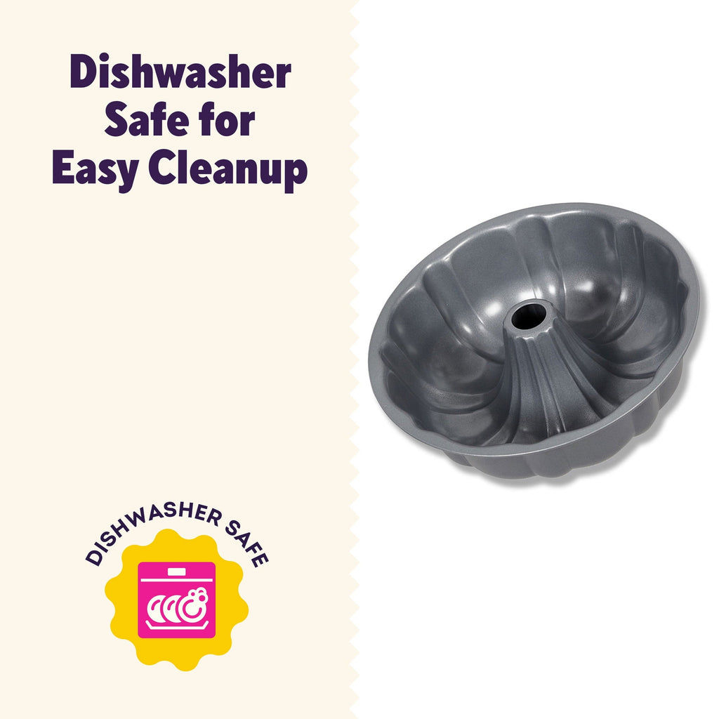 Ergonomic Manual Everyday Non-Stick Bundt Cake Pan 9.51" Fluted Tube Baking Pan, Packaging May Vary - Innovative Kitchen Helper for Modern Cooking Detail
