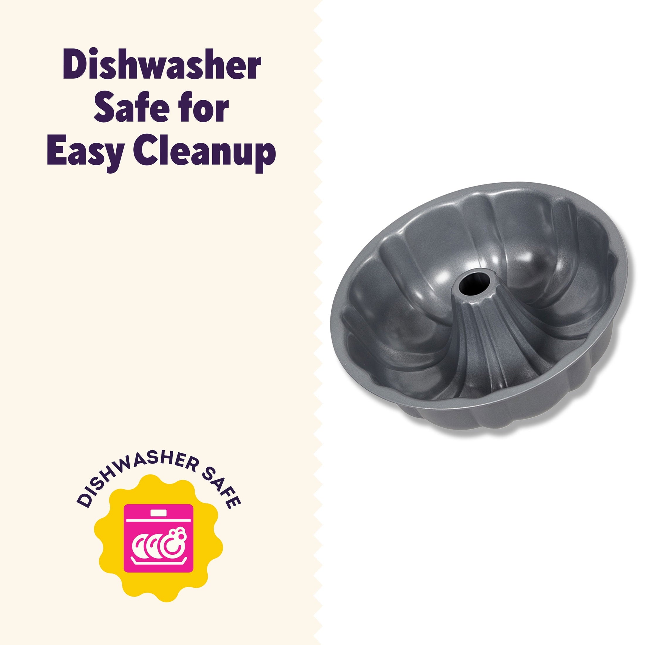 Ergonomic Manual Everyday Non-Stick Bundt Cake Pan 9.51" Fluted Tube Baking Pan, Packaging May Vary - Innovative Kitchen Helper for Modern Cooking Detail