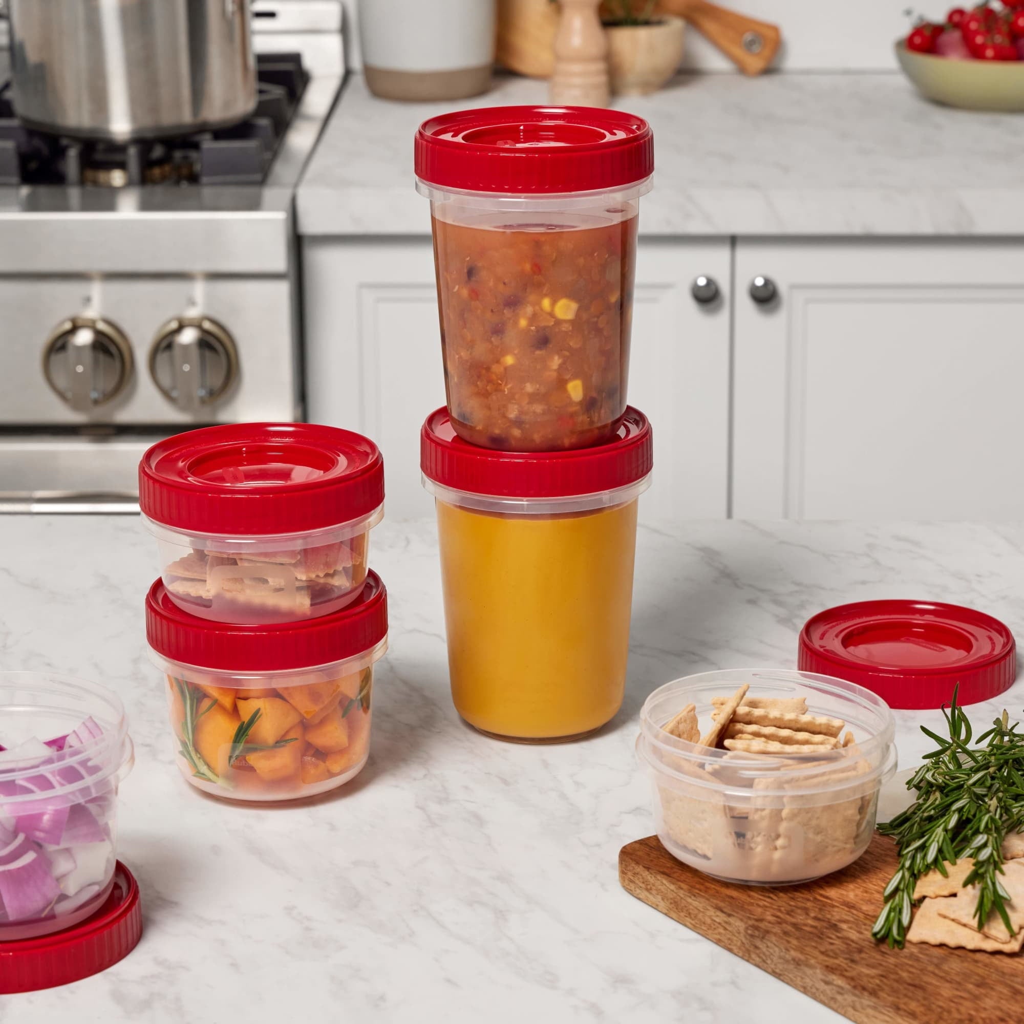 Deliciously Squishy 12 Piece Food Storage Set, Red - Deliciously Soft Cupcake Sensory Glob Detail
