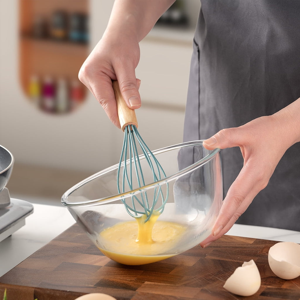 Seamless One-Piece Small Silicone Cooking Utensils with Holder Set (12Pack), Aqua Kitchen Tools with Wooden Handle for Nonstick... - Premium Stainless Steel Cooking Utensil for Non-Stick Pots Detail