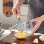 Seamless One-Piece Small Silicone Cooking Utensils with Holder Set (12Pack), Aqua Kitchen Tools with Wooden Handle for Nonstick... - Premium Stainless Steel Cooking Utensil for Non-Stick Pots Detail