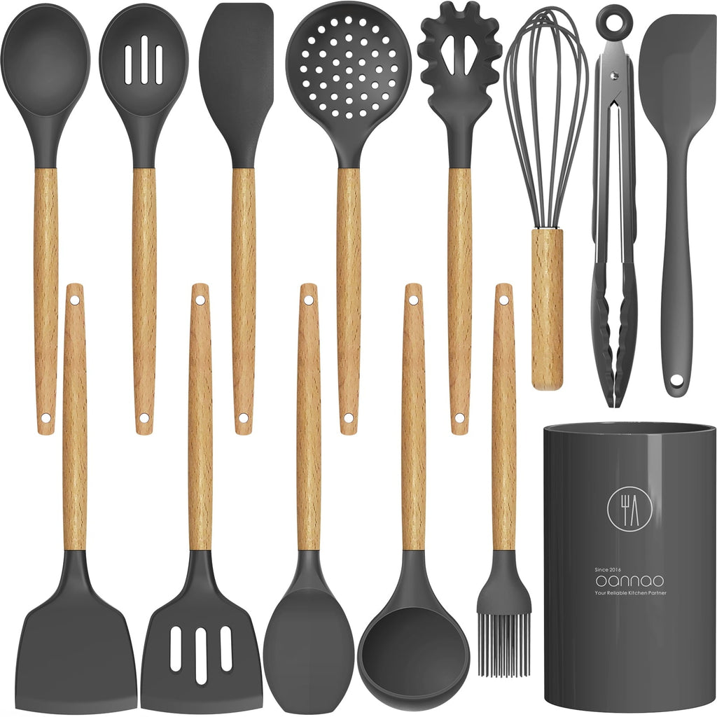 Premium Silicone Silicone Cooking Utensils Set - 446°F Heat Resistant Silicone Kitchen Utensils for Cooking,Kitchen Utensil Spatula Se... - Durable Turner & Ladle Utensil Set for Home Chefs - Default Title