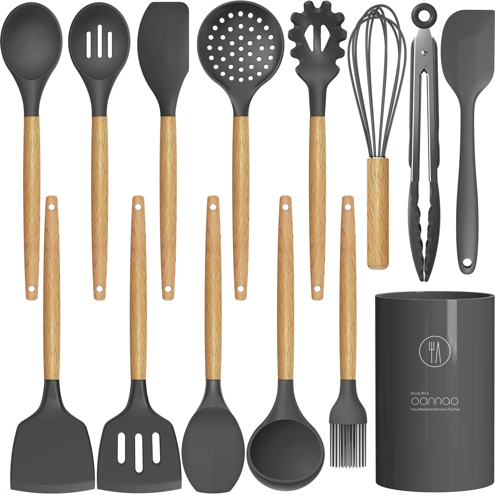 Premium Silicone Silicone Cooking Utensils Set - 446°F Heat Resistant Silicone Kitchen Utensils for Cooking,Kitchen Utensil Spatula Se... - Durable Turner & Ladle Utensil Set for Home Chefs - Default Title