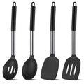 Ergonomic Cooking Silicone Cooking Spatulas and Spoons, 4 Pack Heat Resistant Silicone Cooking Utensils Set, Non-stick Large Ki... - Premium Stainless Steel Cooking Utensil for Non-Stick Pots - Default Title